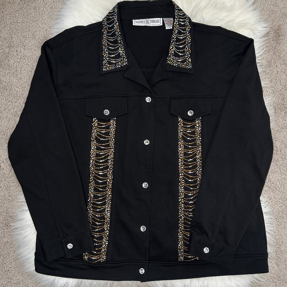 Vintage Western Cowgirl Top Womens Large Rhinestone Rodeo Bedazzled Embellished